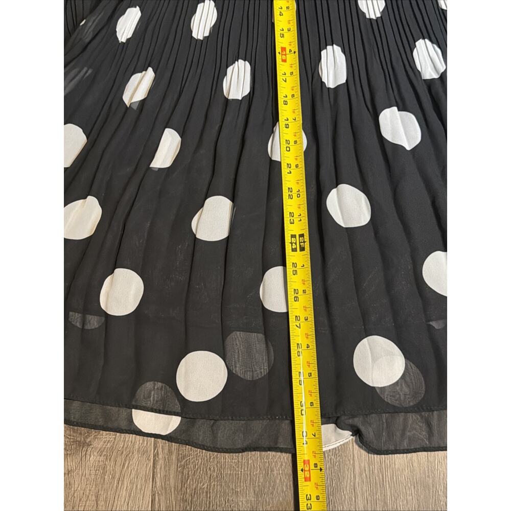 WD.NY Sz S Black White Polka Dot Pleated Maxi Skirt Old Money Parisian Retro - Picture 7 of 7